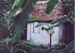 Where he grew up on the village