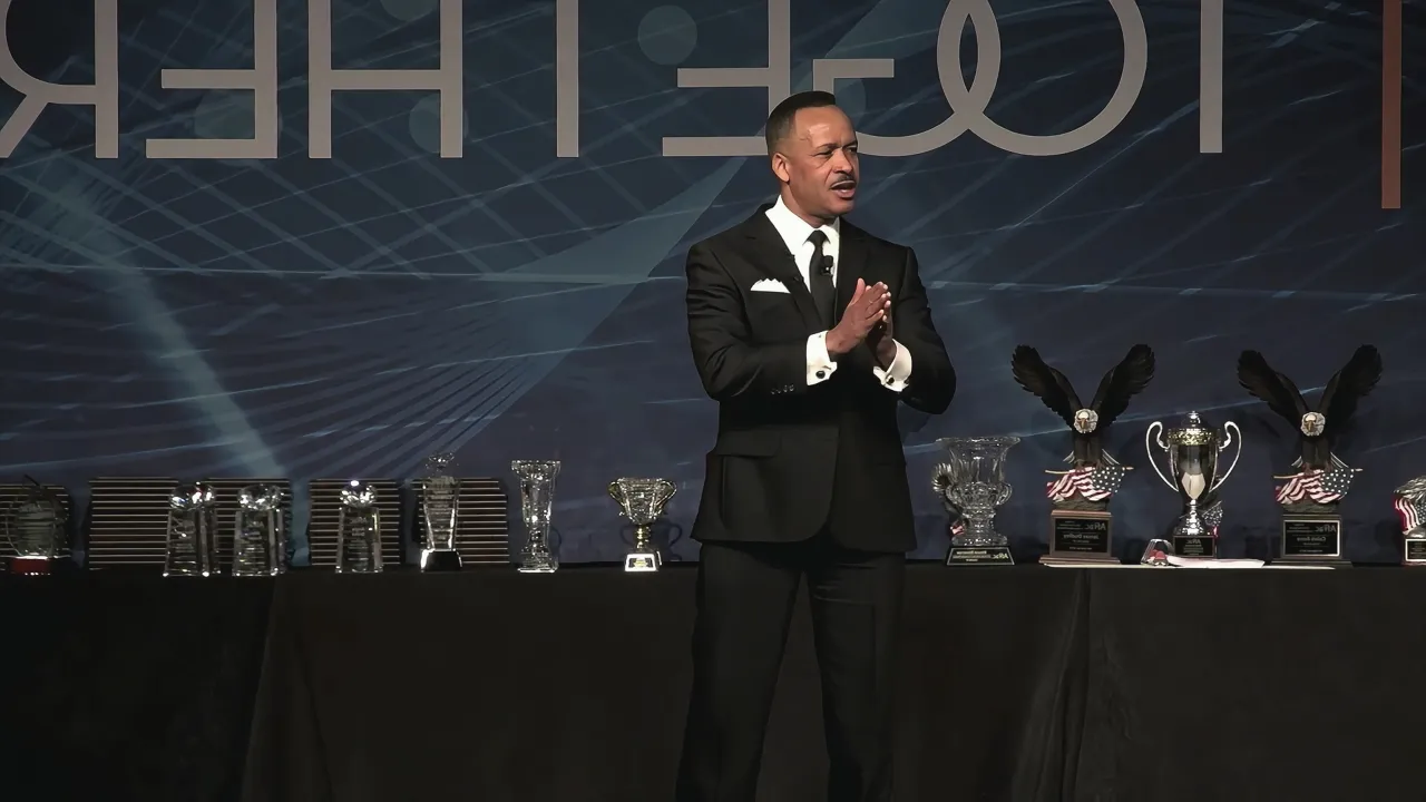 motivational speaker in Atlanta Rene Godefroy delivering a keynote as a motivational speaker in Atlanta.